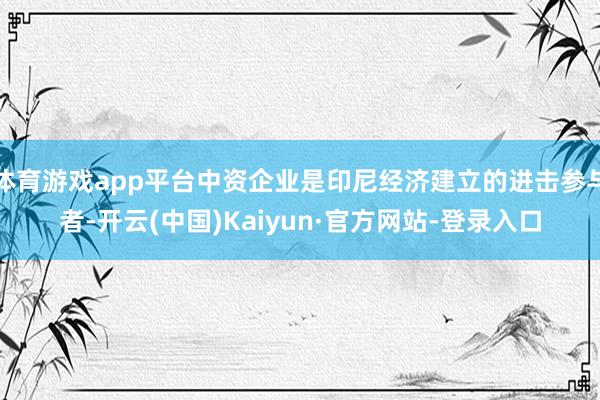 体育游戏app平台中资企业是印尼经济建立的进击参与者-开云(中国)Kaiyun·官方网站-登录入口